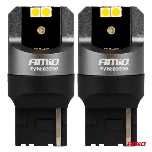 AMIO CANBUS PRO series 7440 T20 WY21W 4x3030 SMD sárga 12/24V led izzó