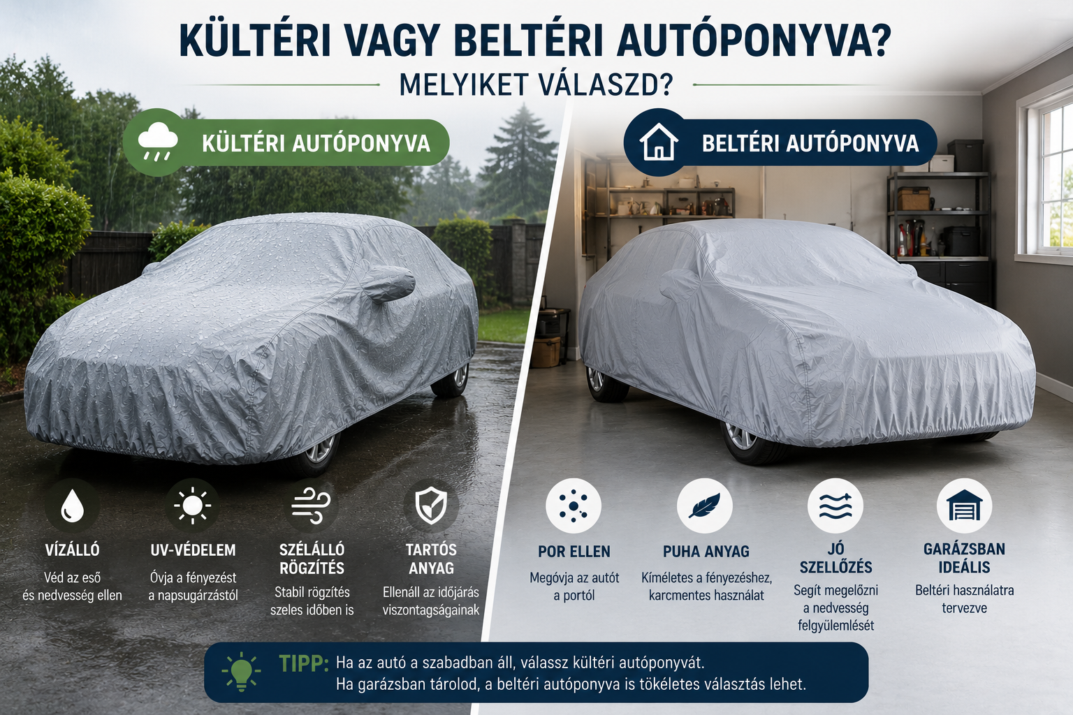Kültéri vagy beltéri autóponyva? Melyiket válaszd?